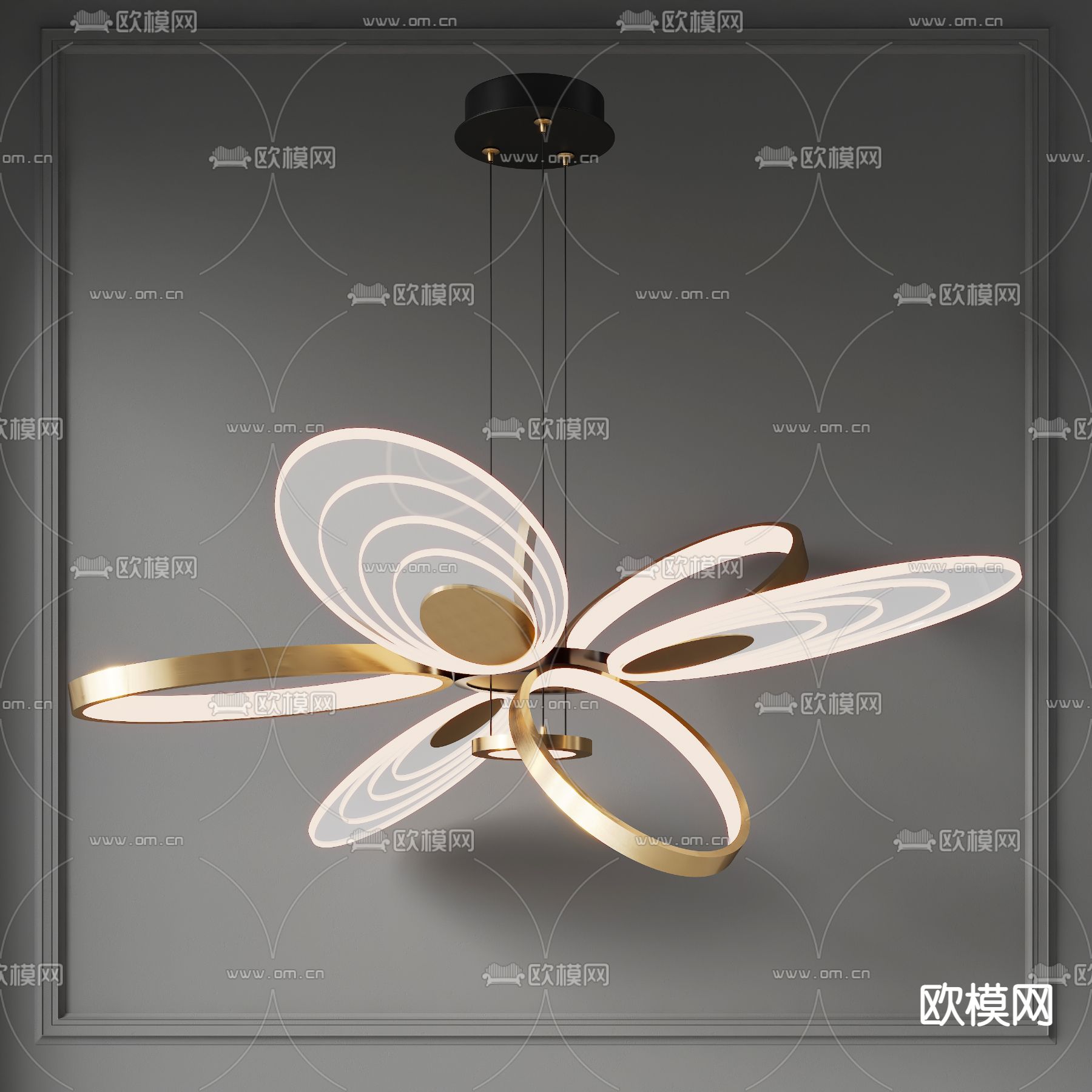 现代金属装饰吊灯3d模型下载