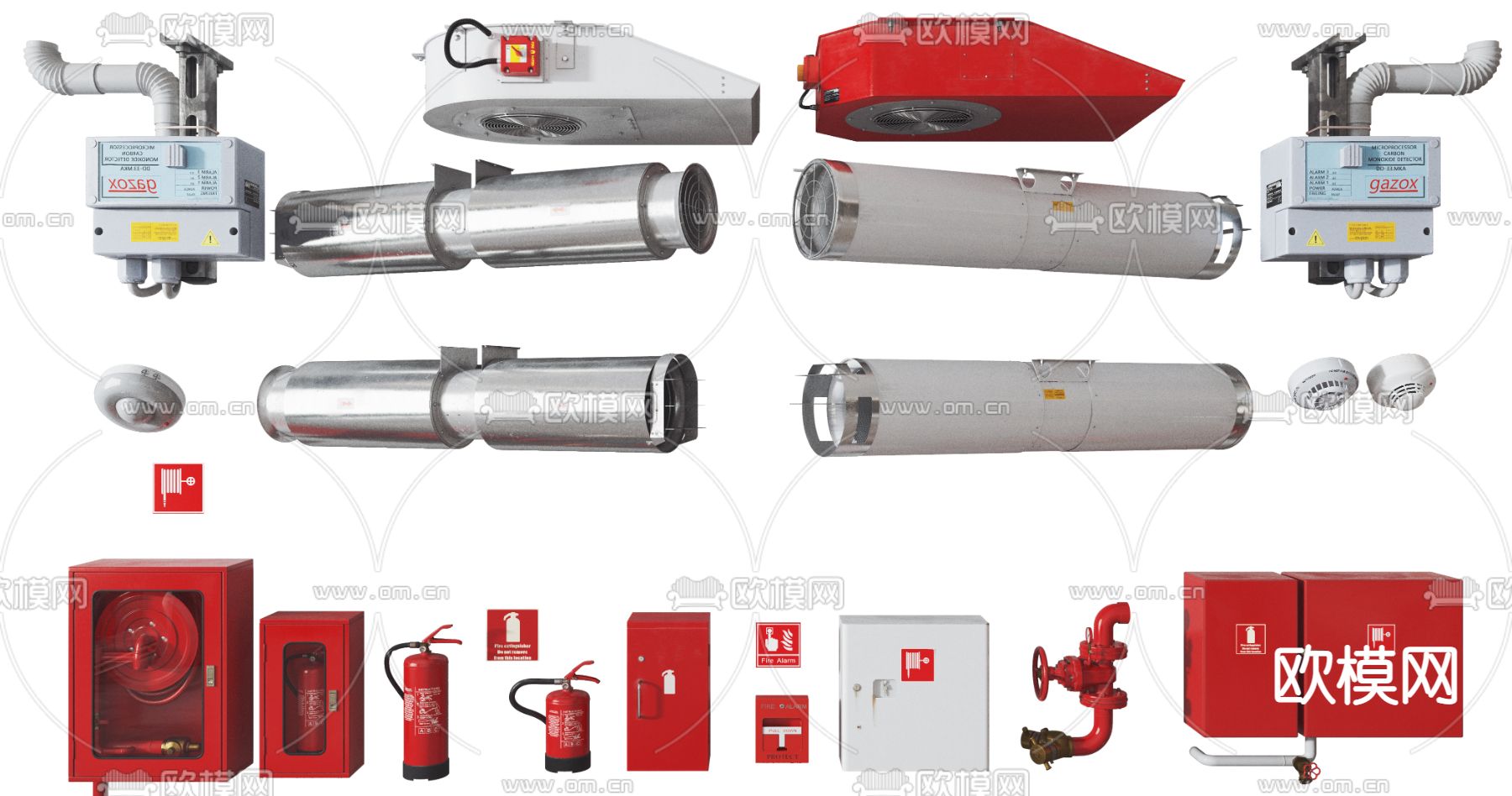 现代消防设备火灾报警器3d模型下载