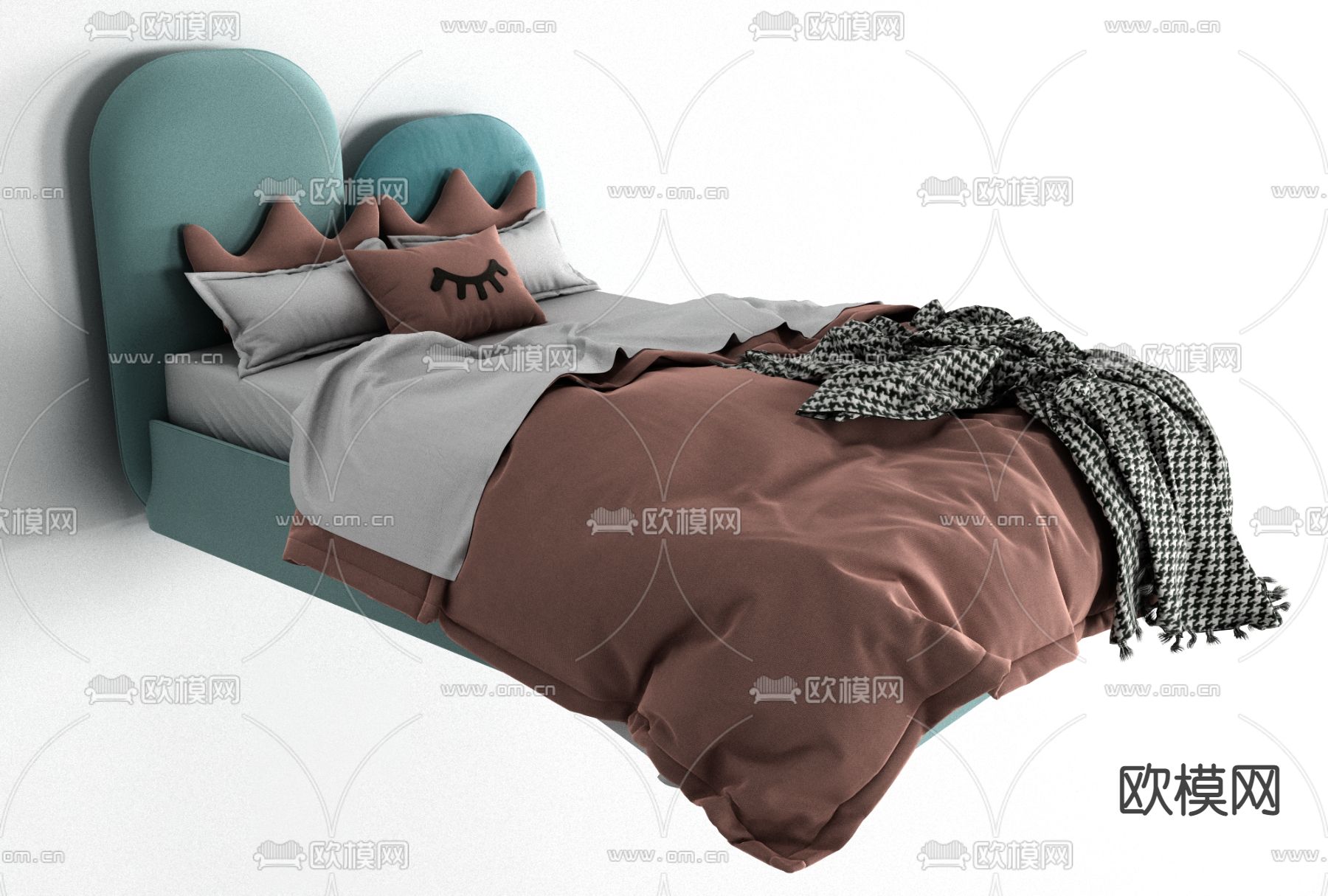 北欧布艺儿童床免费3d模型下载