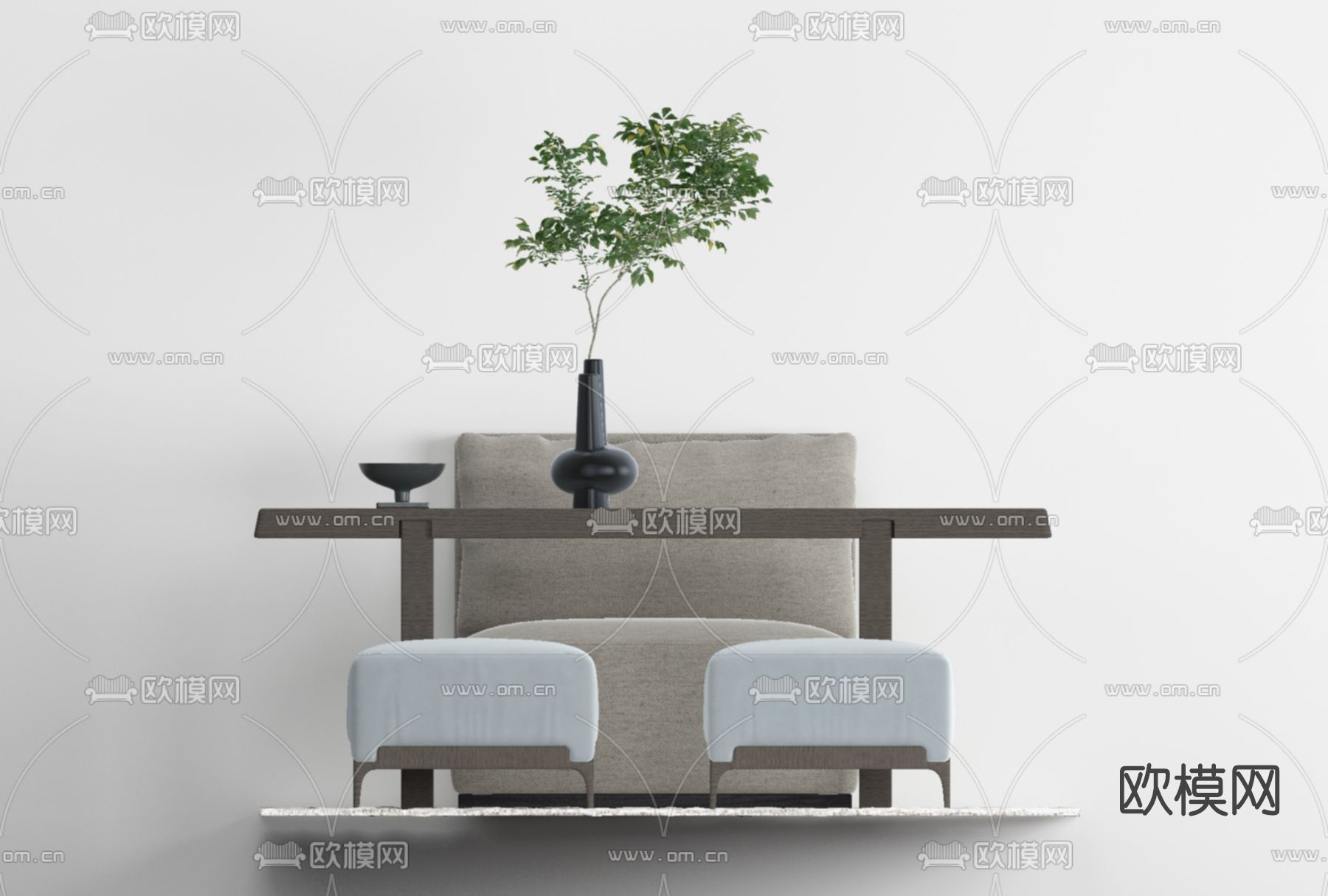 新中式休闲桌椅免费3d模型下载