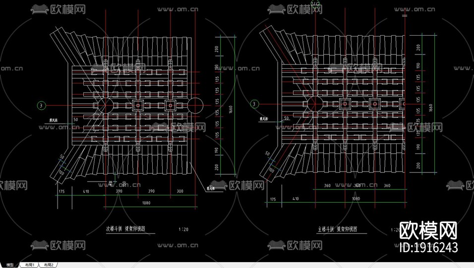 牌樓cad施工圖下載(渲染圖6)