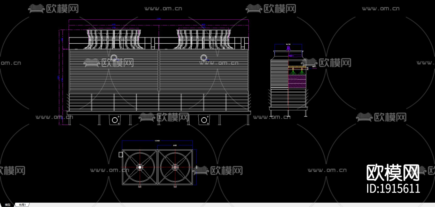 工业逆流方塔下载（渲染图1）