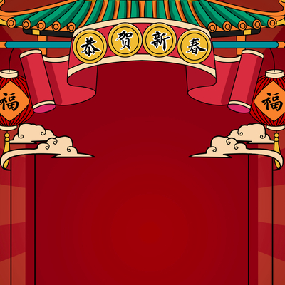  新年虎年卡通海报背景 