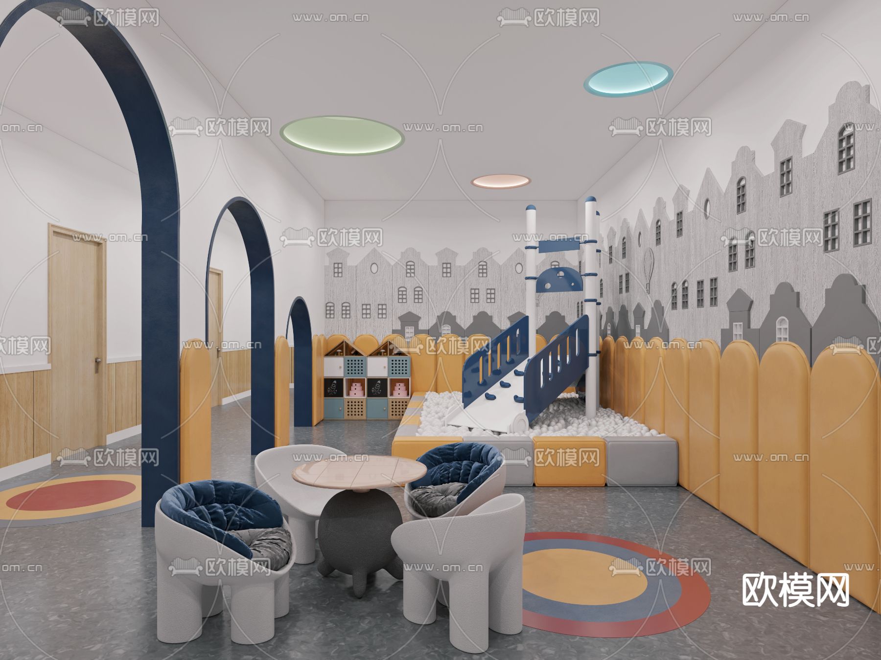 现代幼儿园教室3d模型下载（渲染图3）