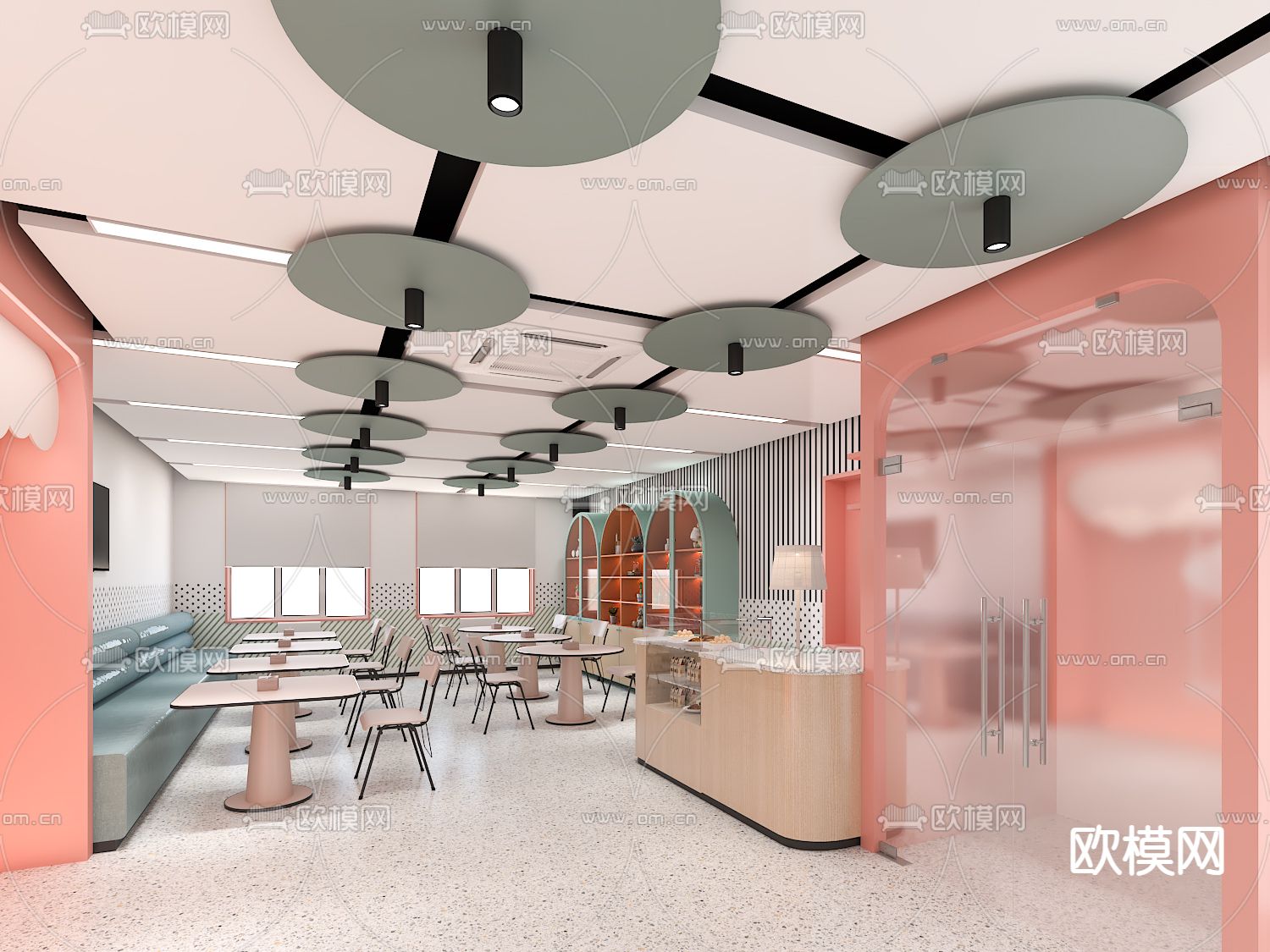 现代儿童餐厅免费3d模型下载（渲染图1）