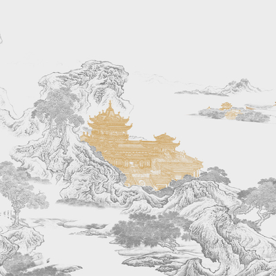  新中式水墨壁画 