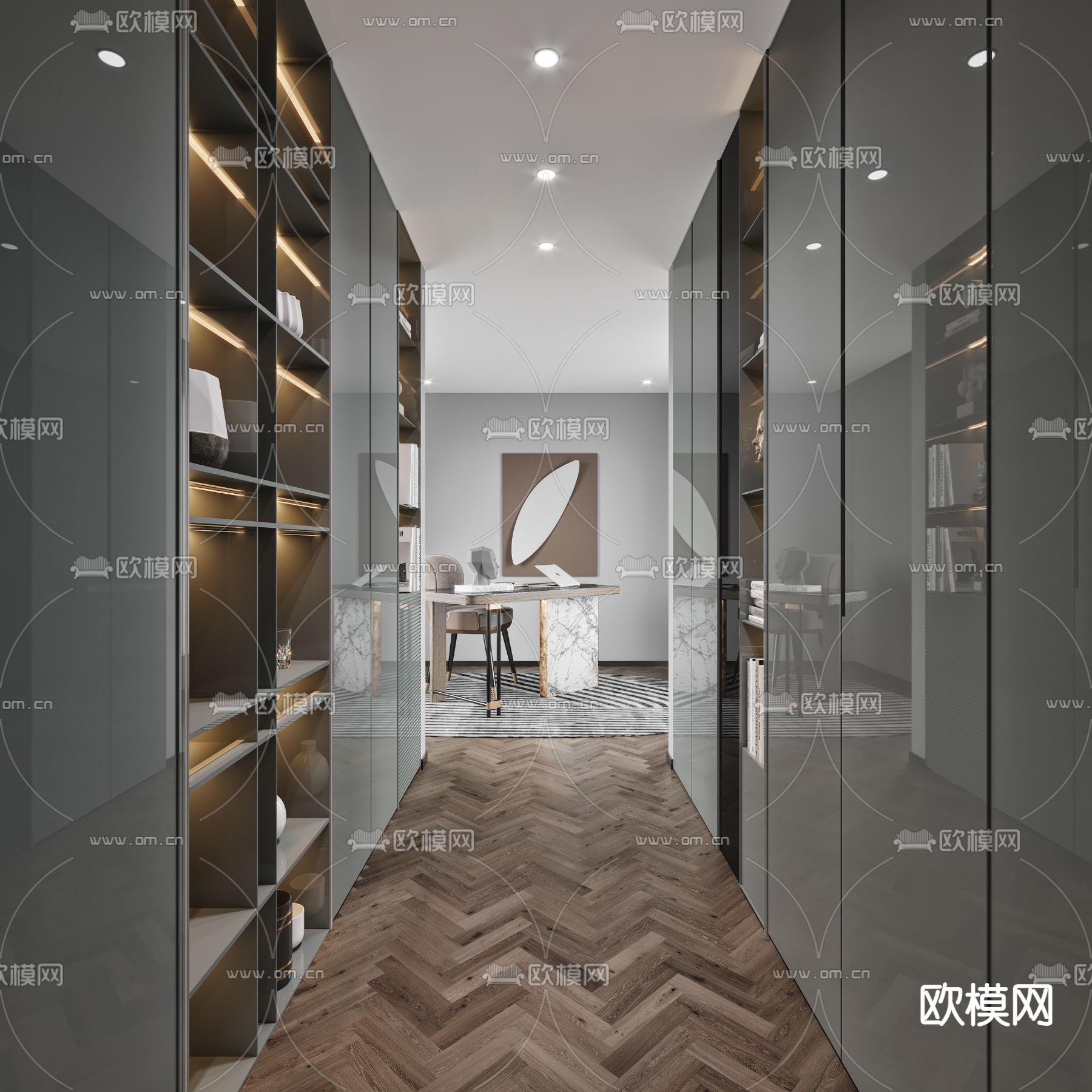 现代高级灰衣帽间3d模型下载