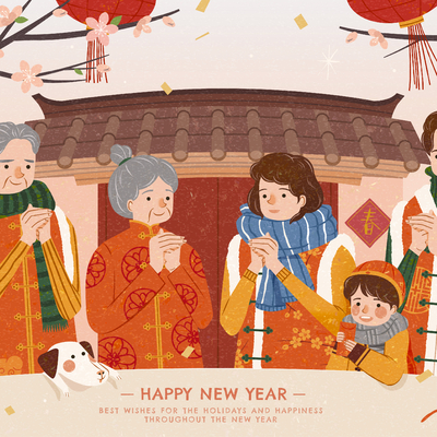  中国风新年除夕宣传海报背景 