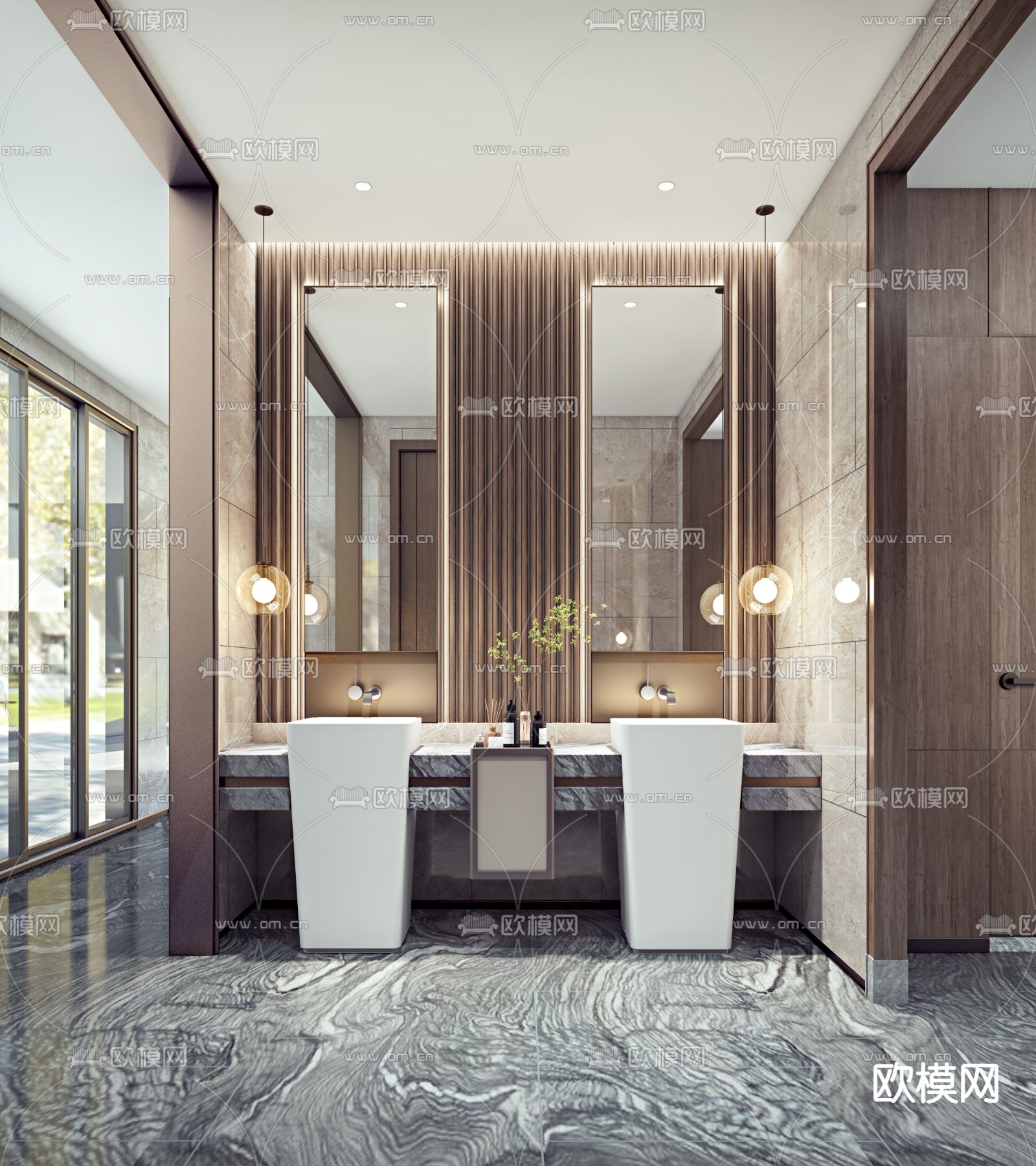 现代公共卫生间3d模型下载