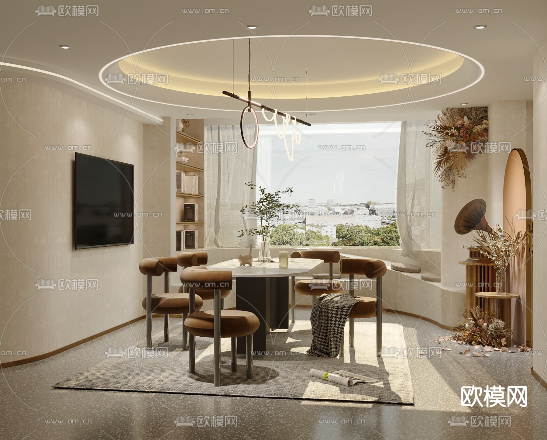 侘寂美容院接待区3d模型下载