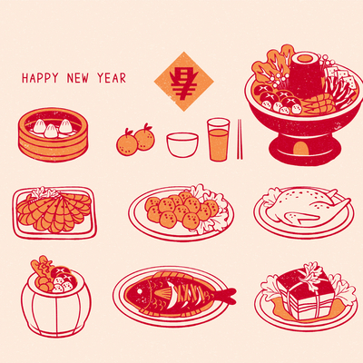  中国风新年除夕宣传海报背景 