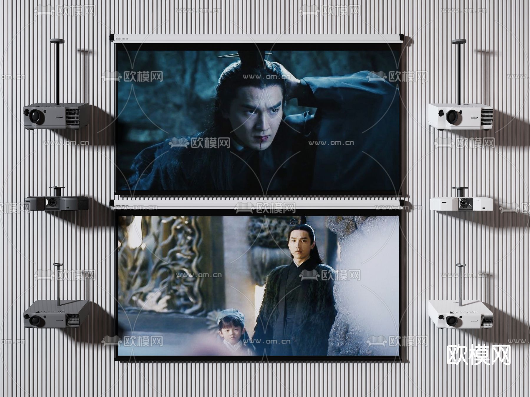 现代投影仪幕布su模型下载（渲染图1）