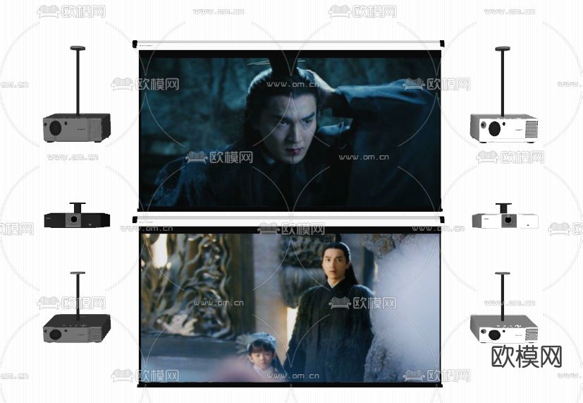 现代投影仪幕布su模型下载（渲染图2）