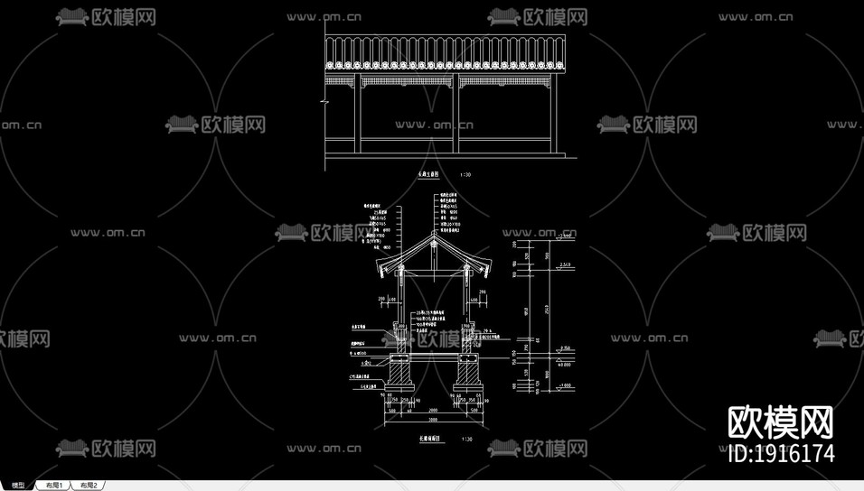 景觀亭CAD施工圖下載(渲染圖8)
