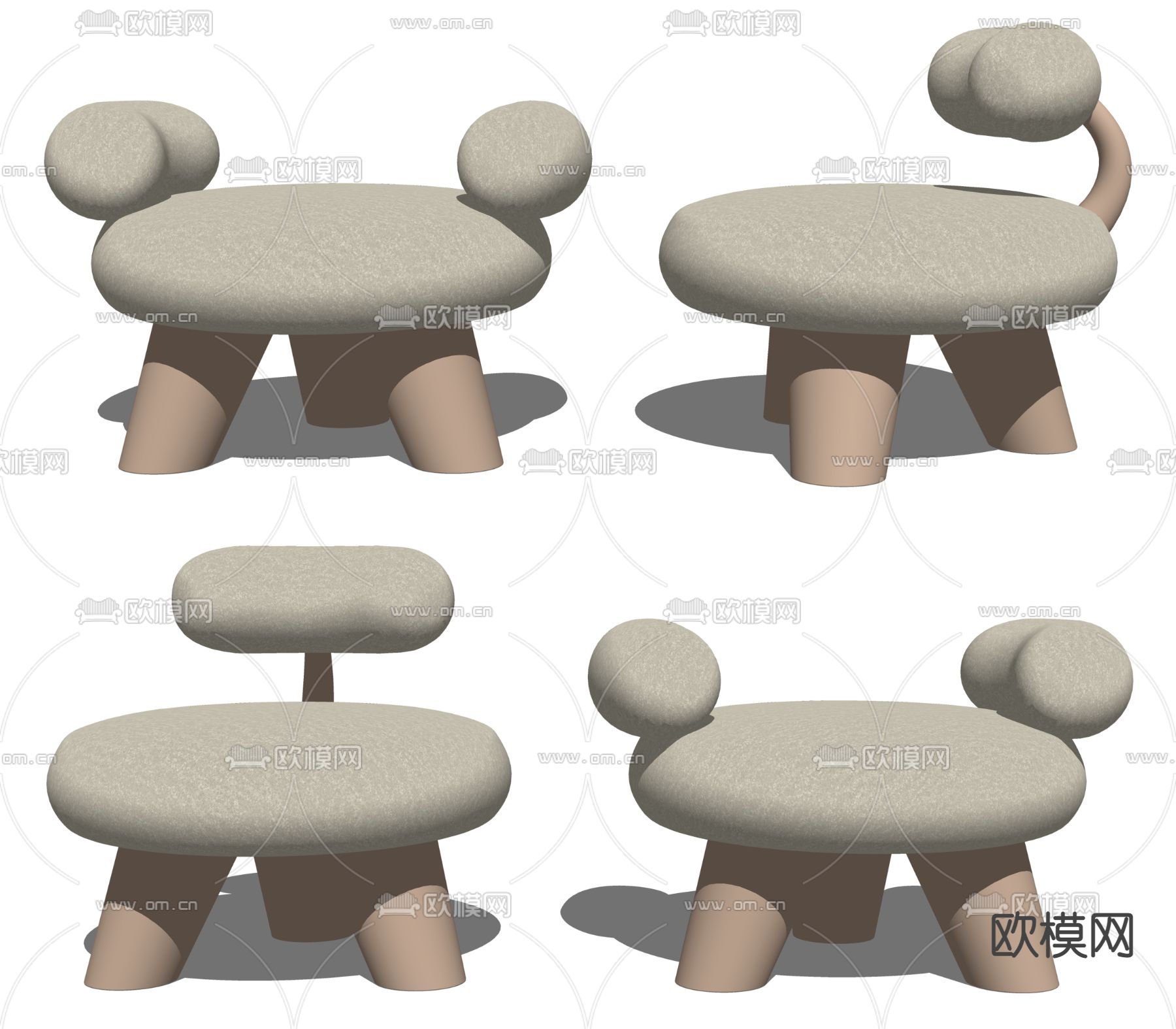 现代布艺单人沙发su模型下载（渲染图2）