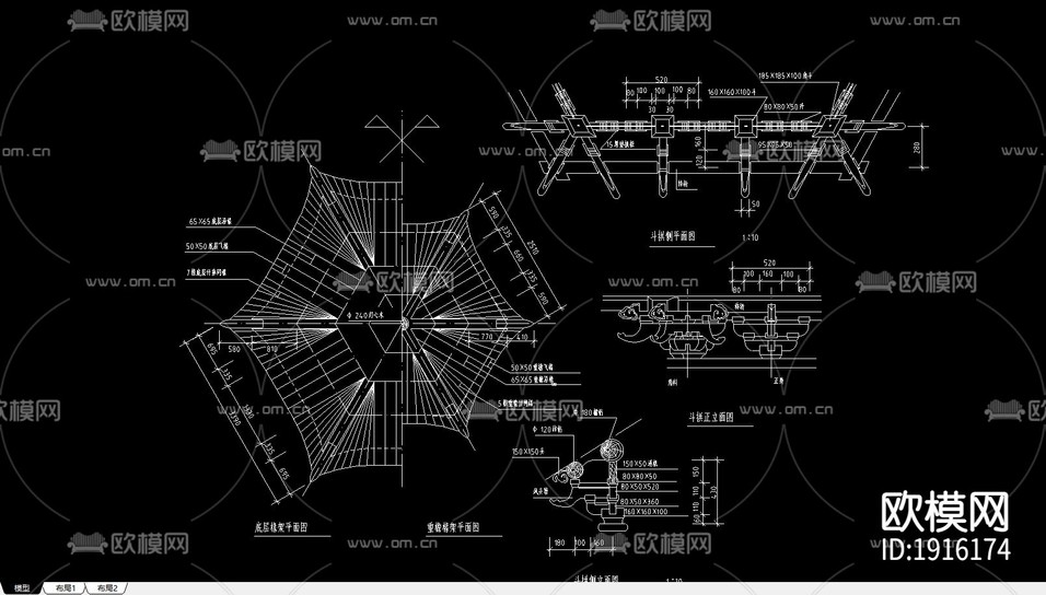 景觀亭CAD施工圖下載(渲染圖6)