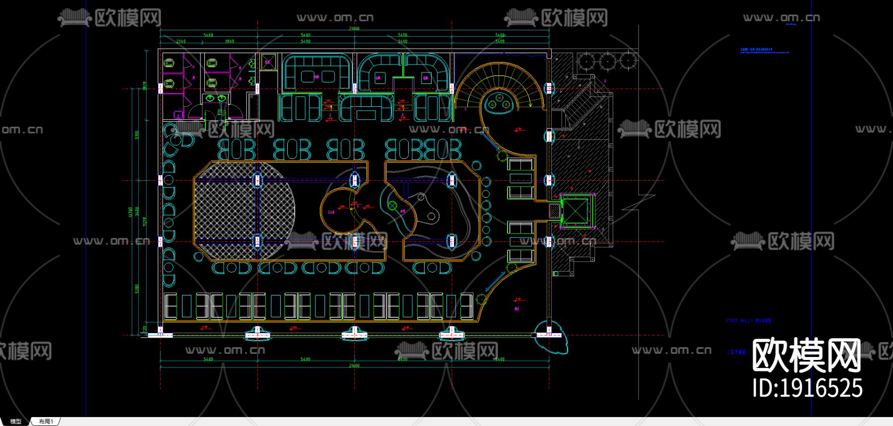 pub平面配置图下载（渲染图1）