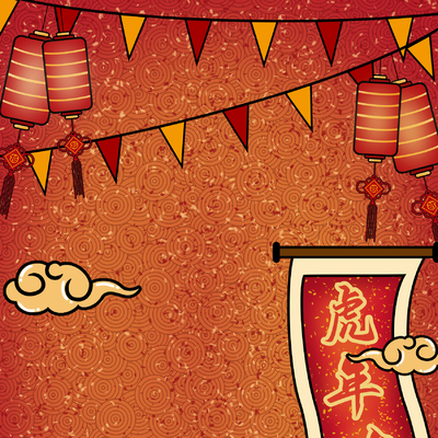  新年虎年卡通海报背景 