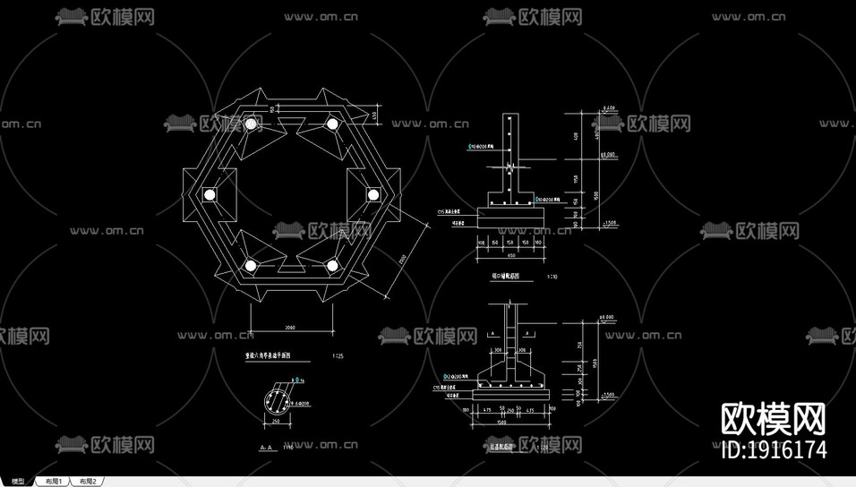 景觀亭CAD施工圖下載(渲染圖2)