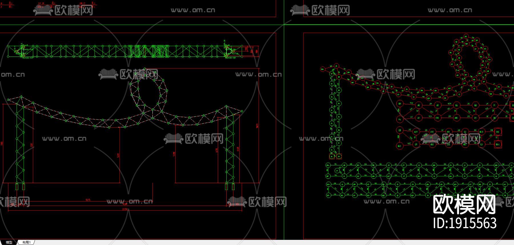异形装饰网架全图下载（渲染图1）