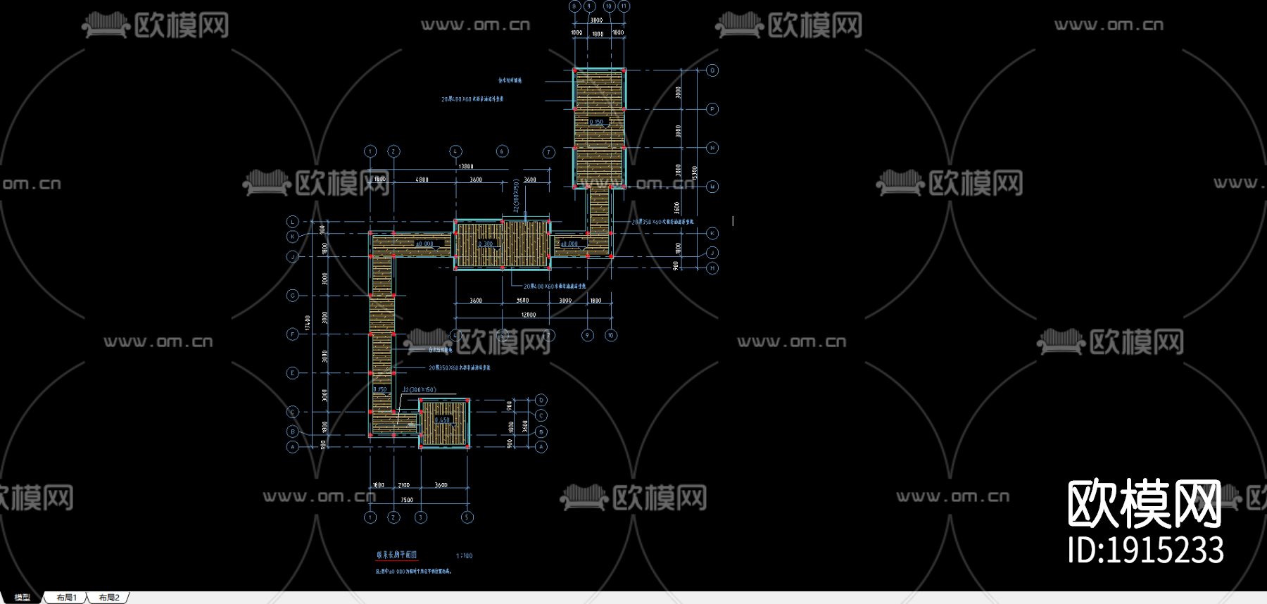 廊架cad平面图下载