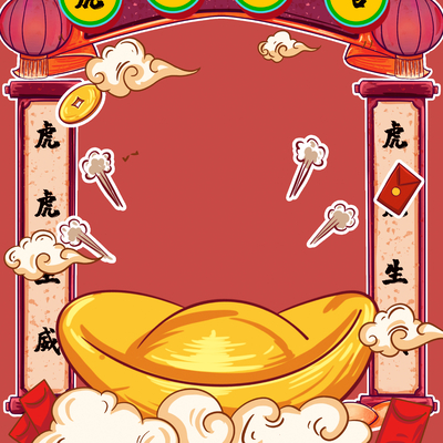  新年虎年卡通海报背景 