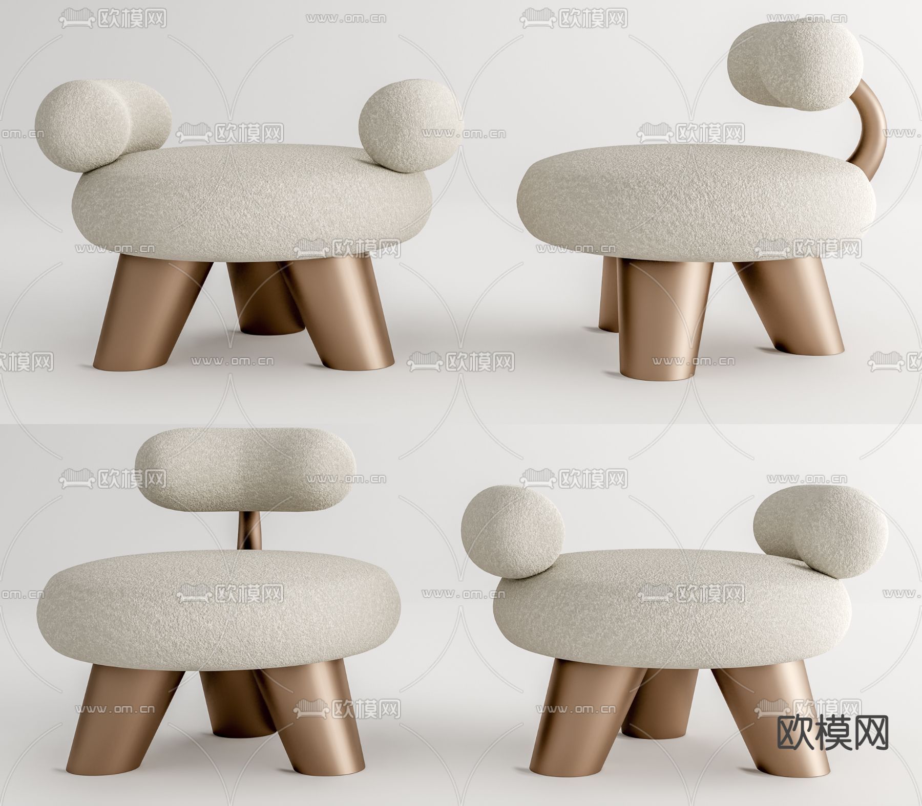 现代布艺单人沙发su模型下载（渲染图1）