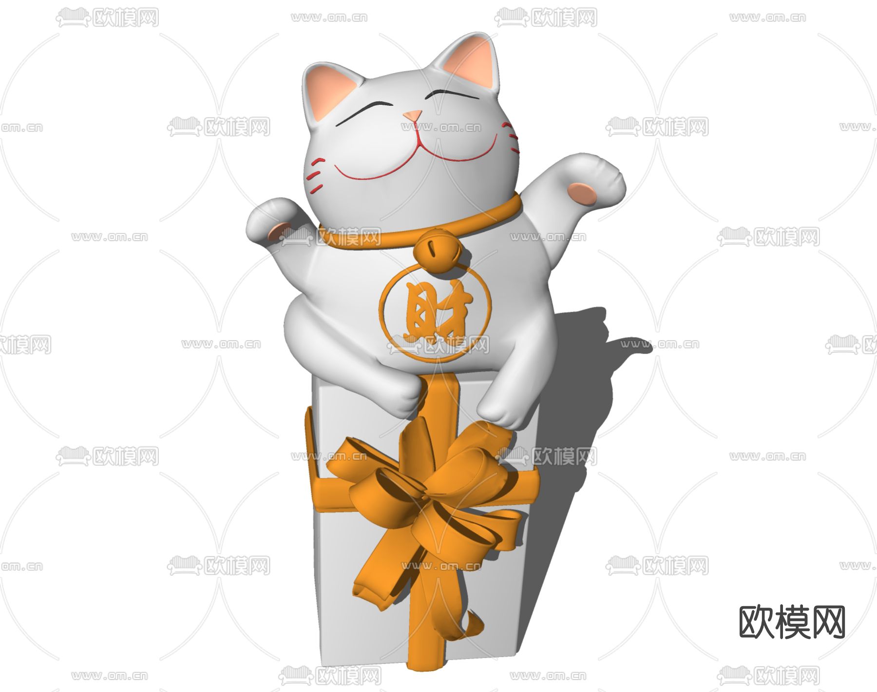 现代招财猫雕塑摆件su模型下载（渲染图2）
