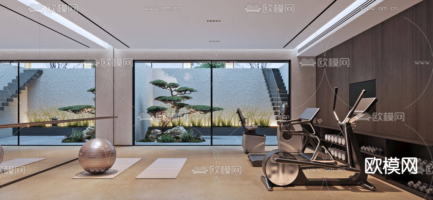 现代健身房免费3d模型下载