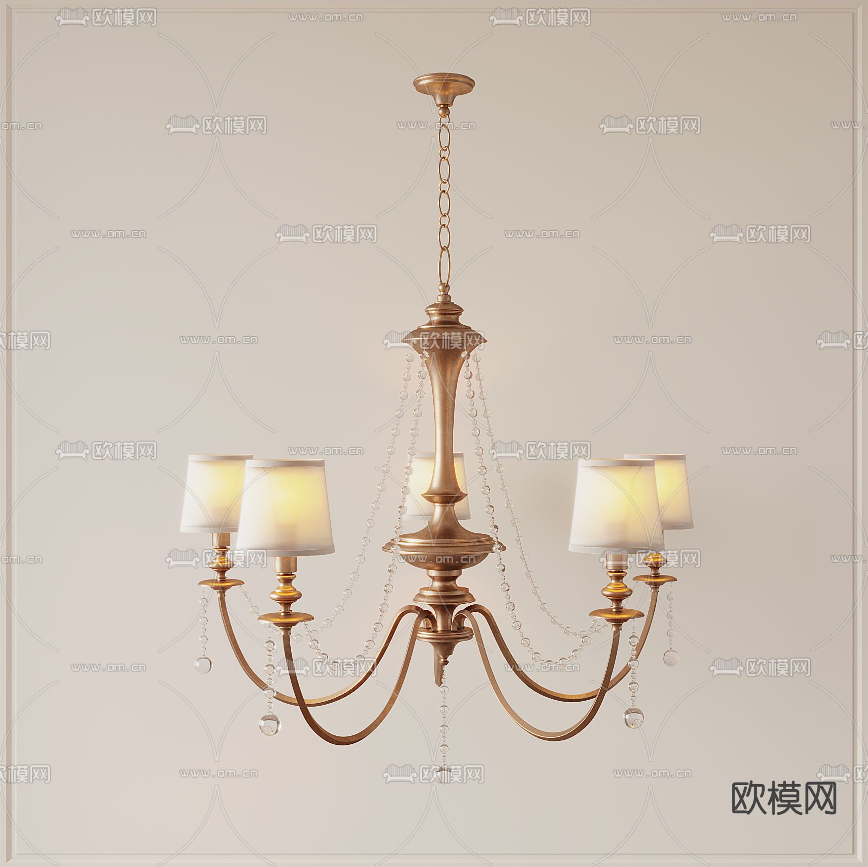 美式多头吊灯3d模型下载