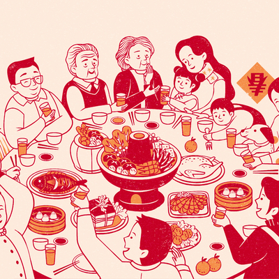  中国风新年除夕宣传海报背景 
