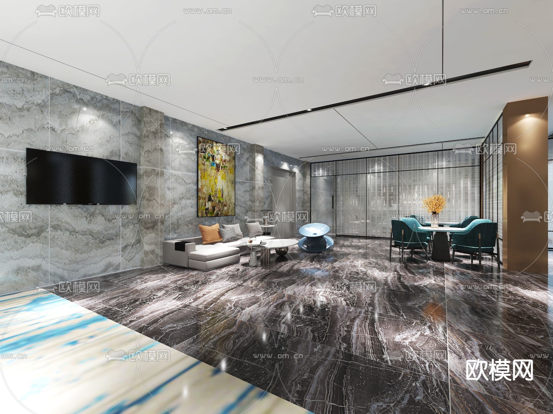 现代酒店大厅免费3d模型