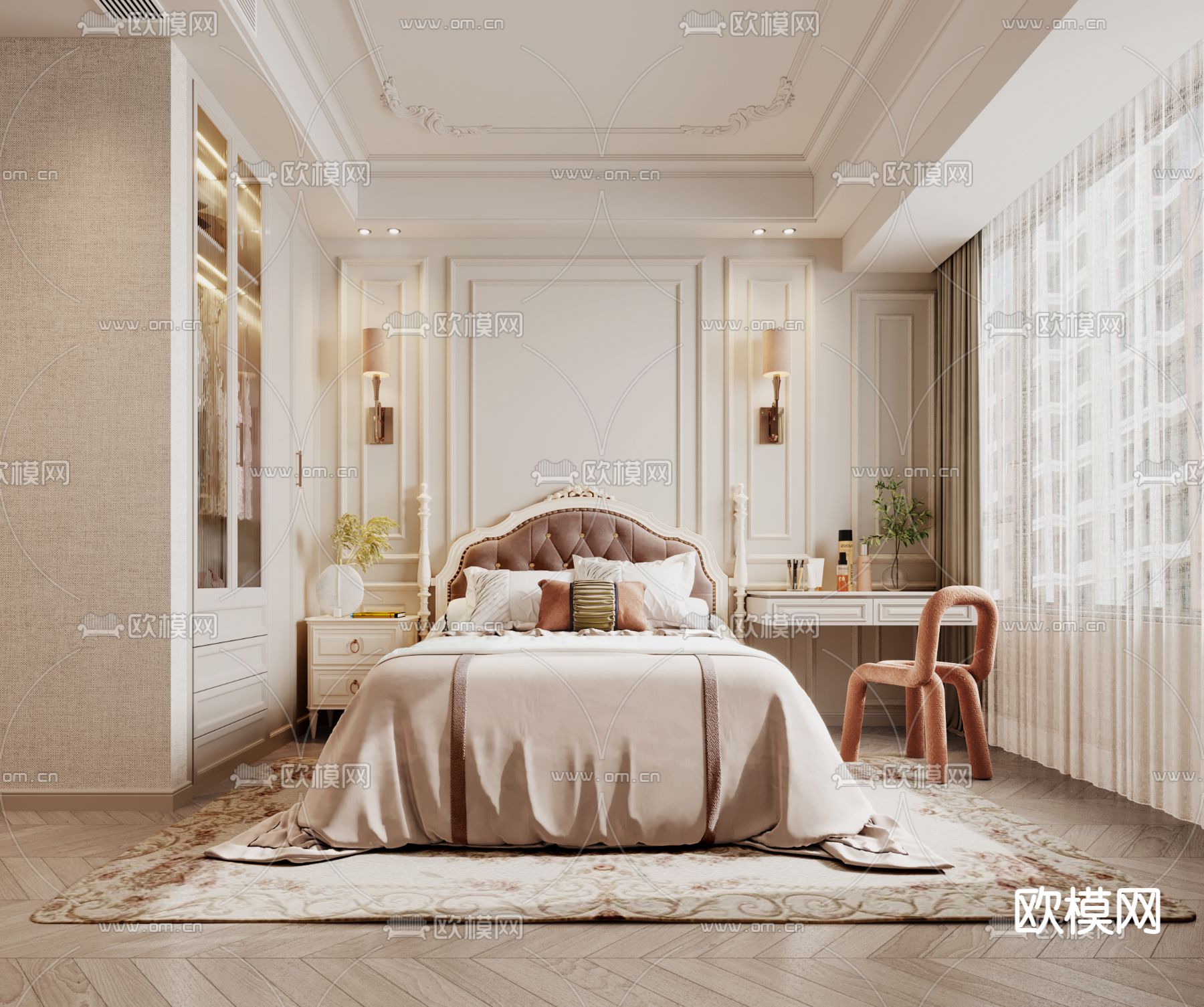 欧式卧室主人房3d模型下载