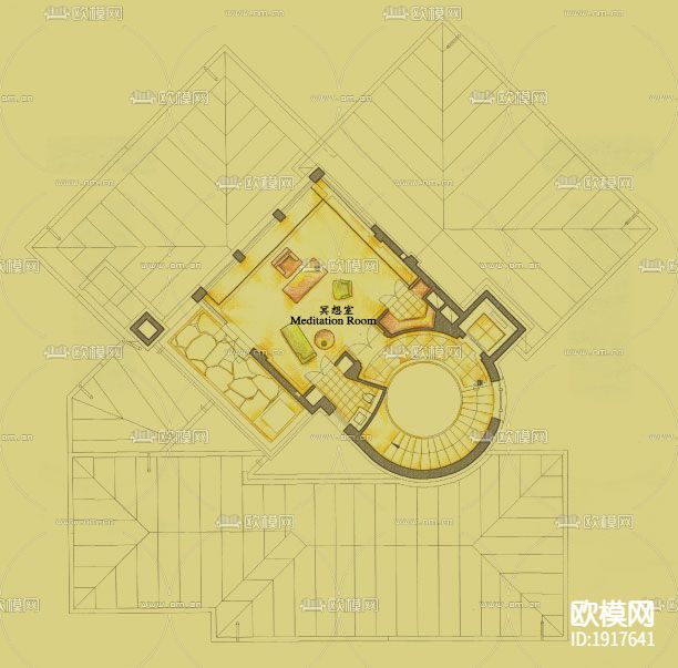北京某墅别墅全套图带效果图下载（渲染图1）