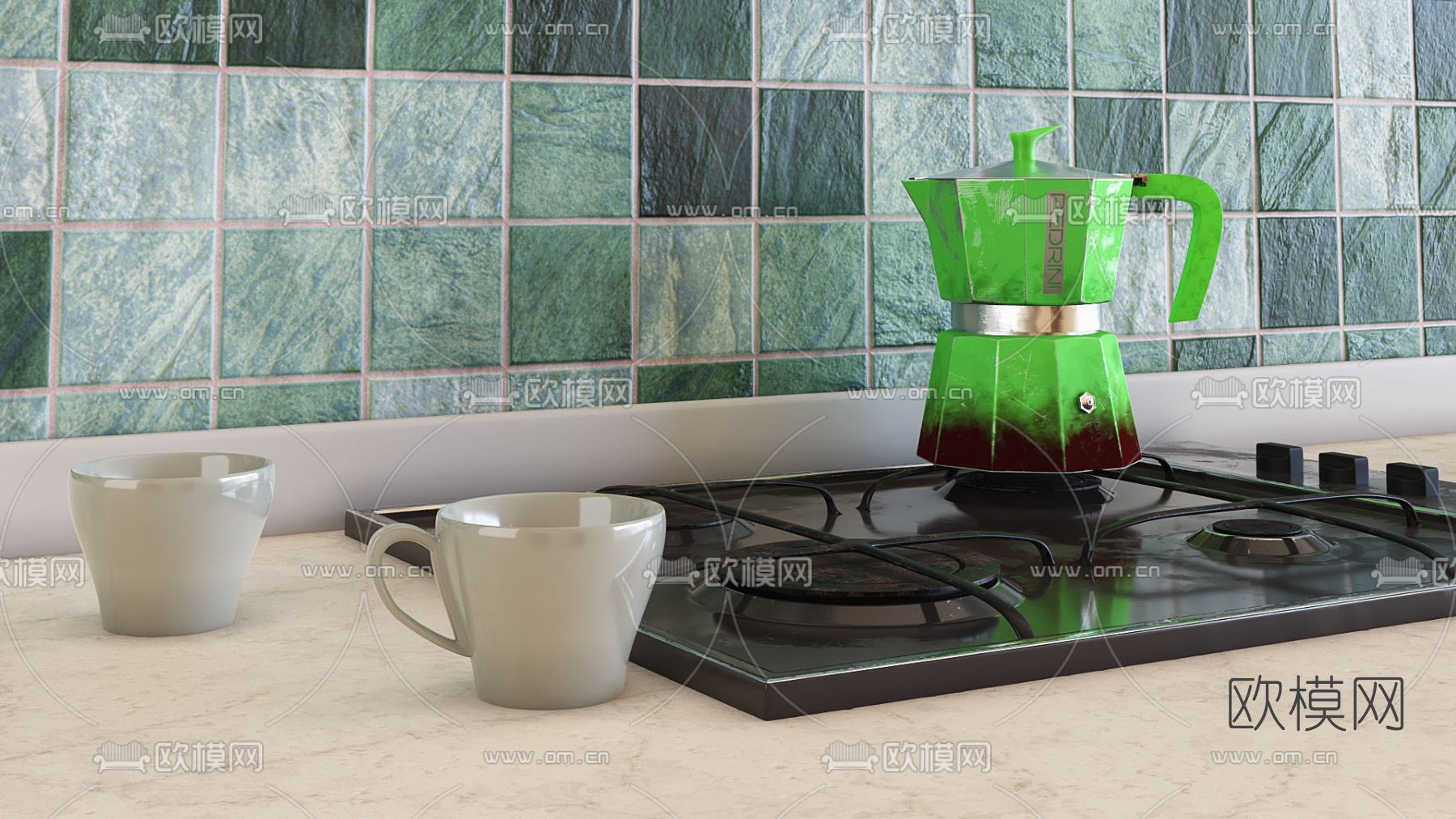 现代煲水壶免费3d模型下载（渲染图2）