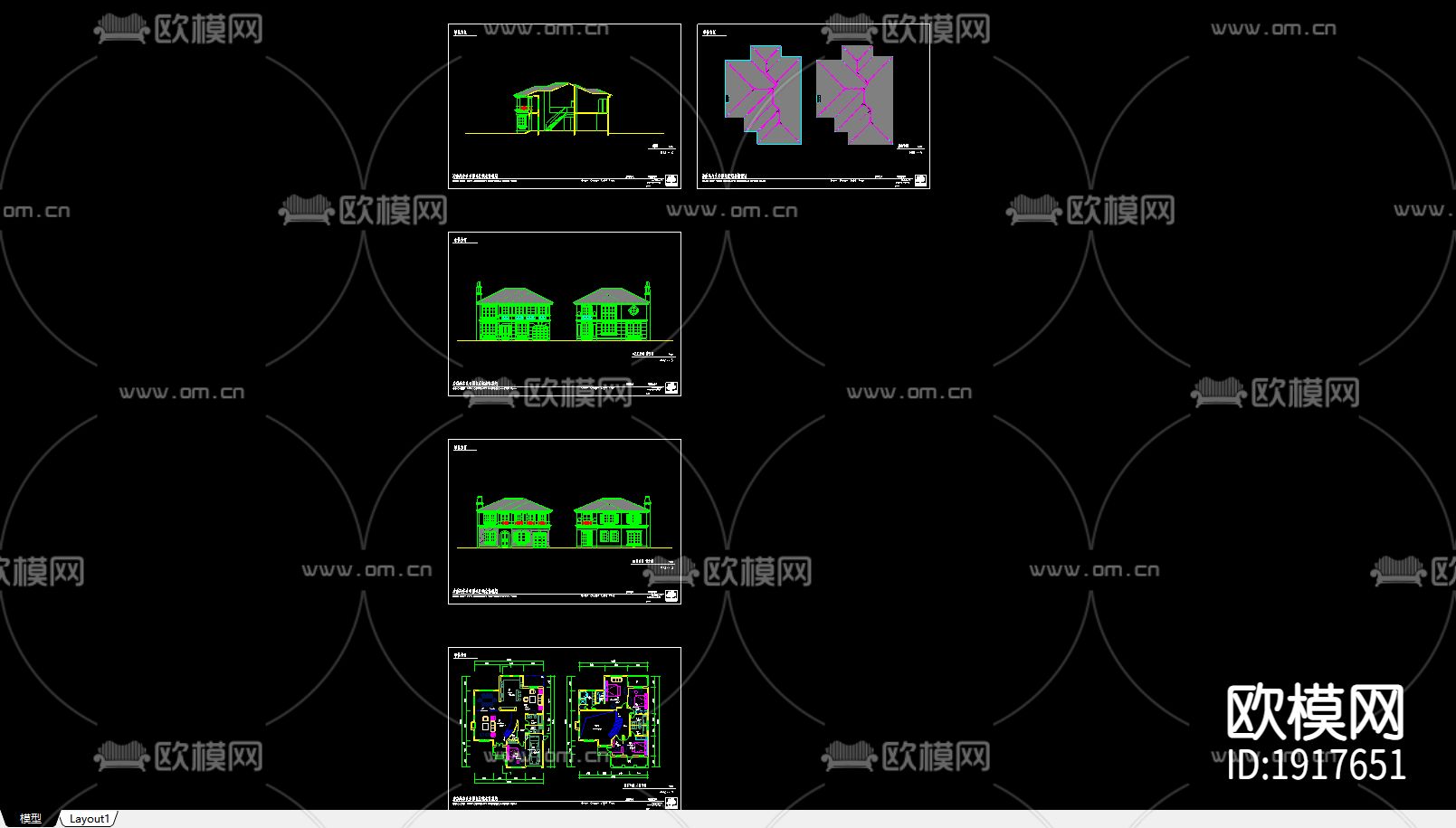 别墅单体方案施工图下载（渲染图1）