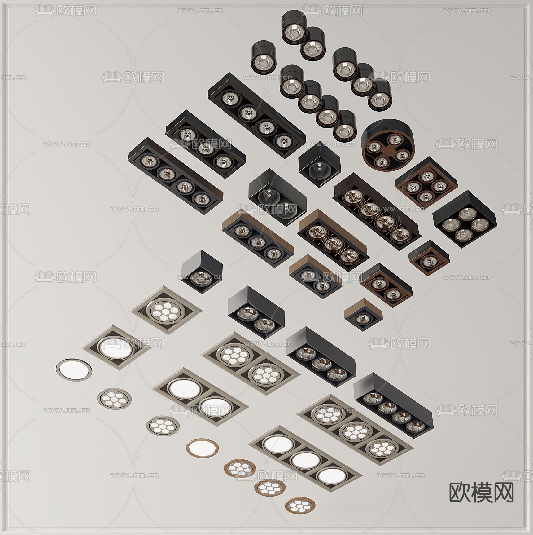 现代筒灯射灯3d模型下载