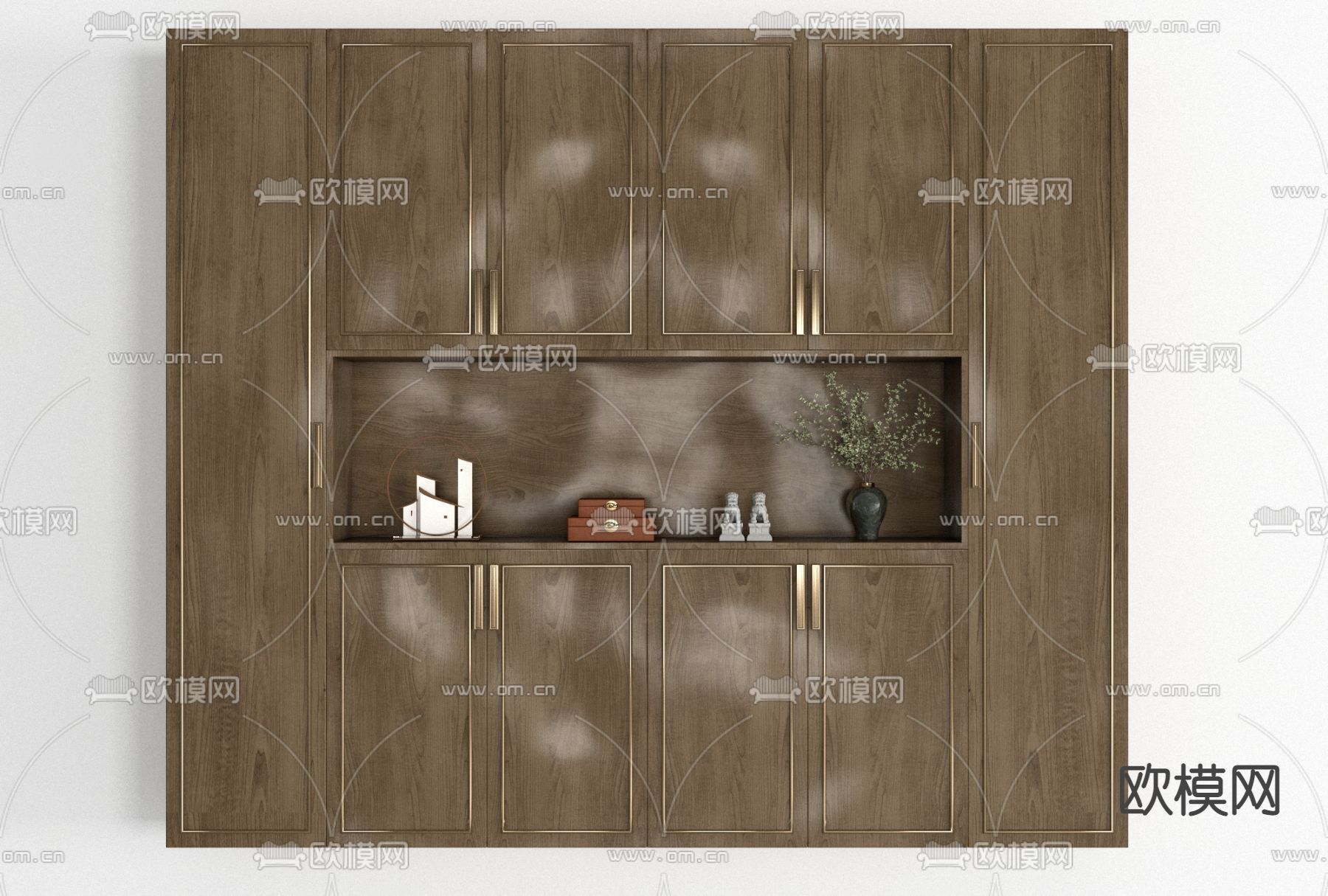 新中式实木储物柜免费3d模型下载