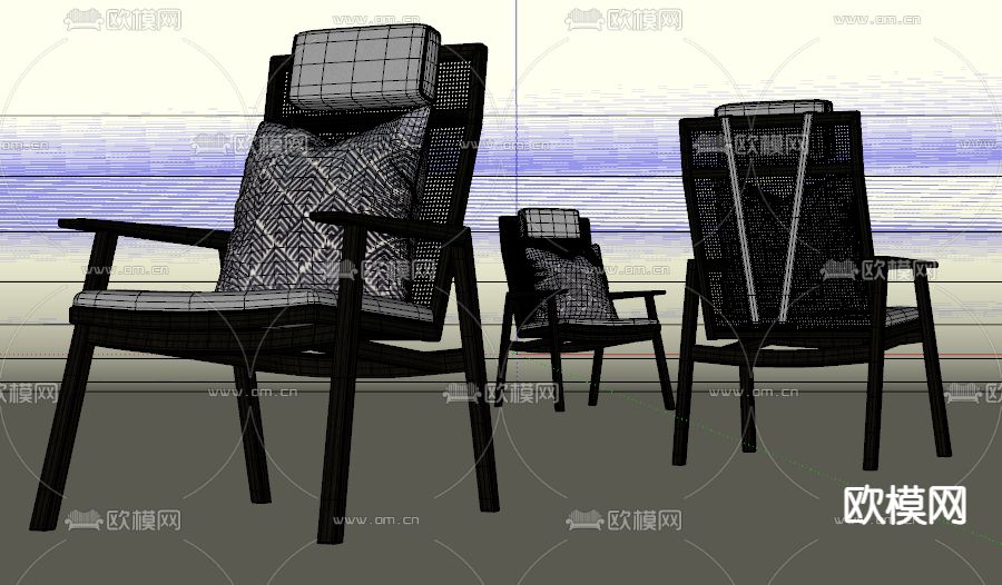 现代轻奢休闲椅su模型下载（渲染图2）