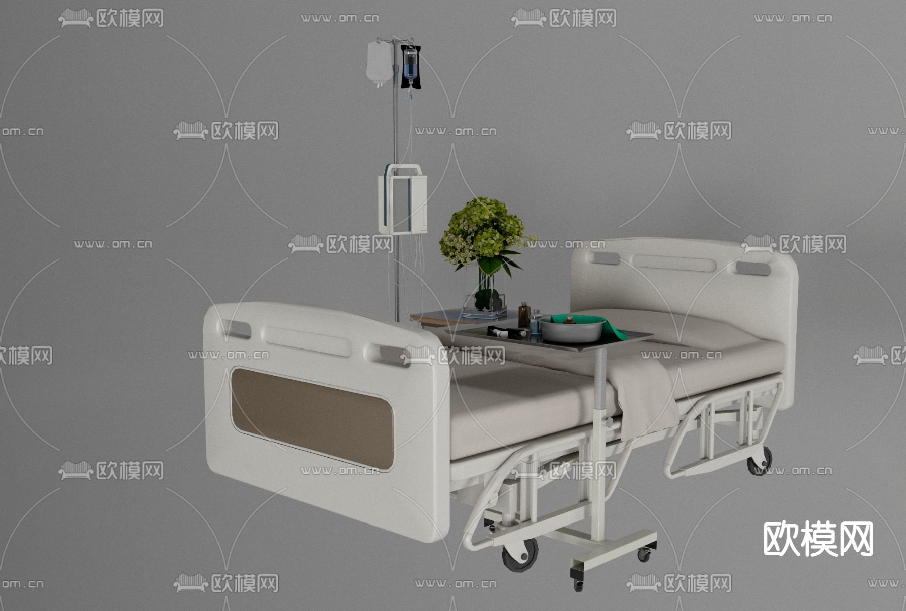 现代医院病床免费3d模型下载