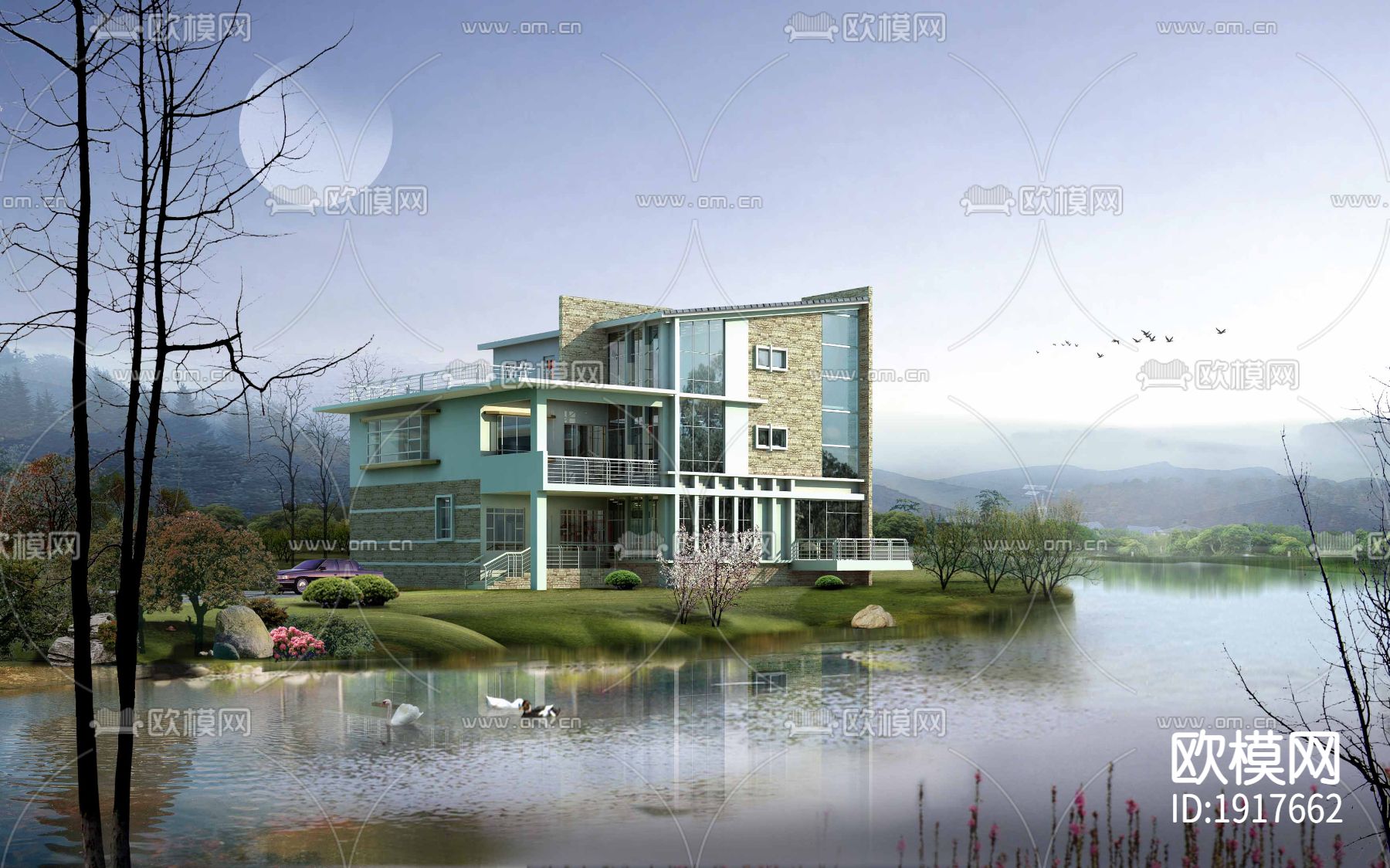 别墅方案带效果图下载（渲染图2）