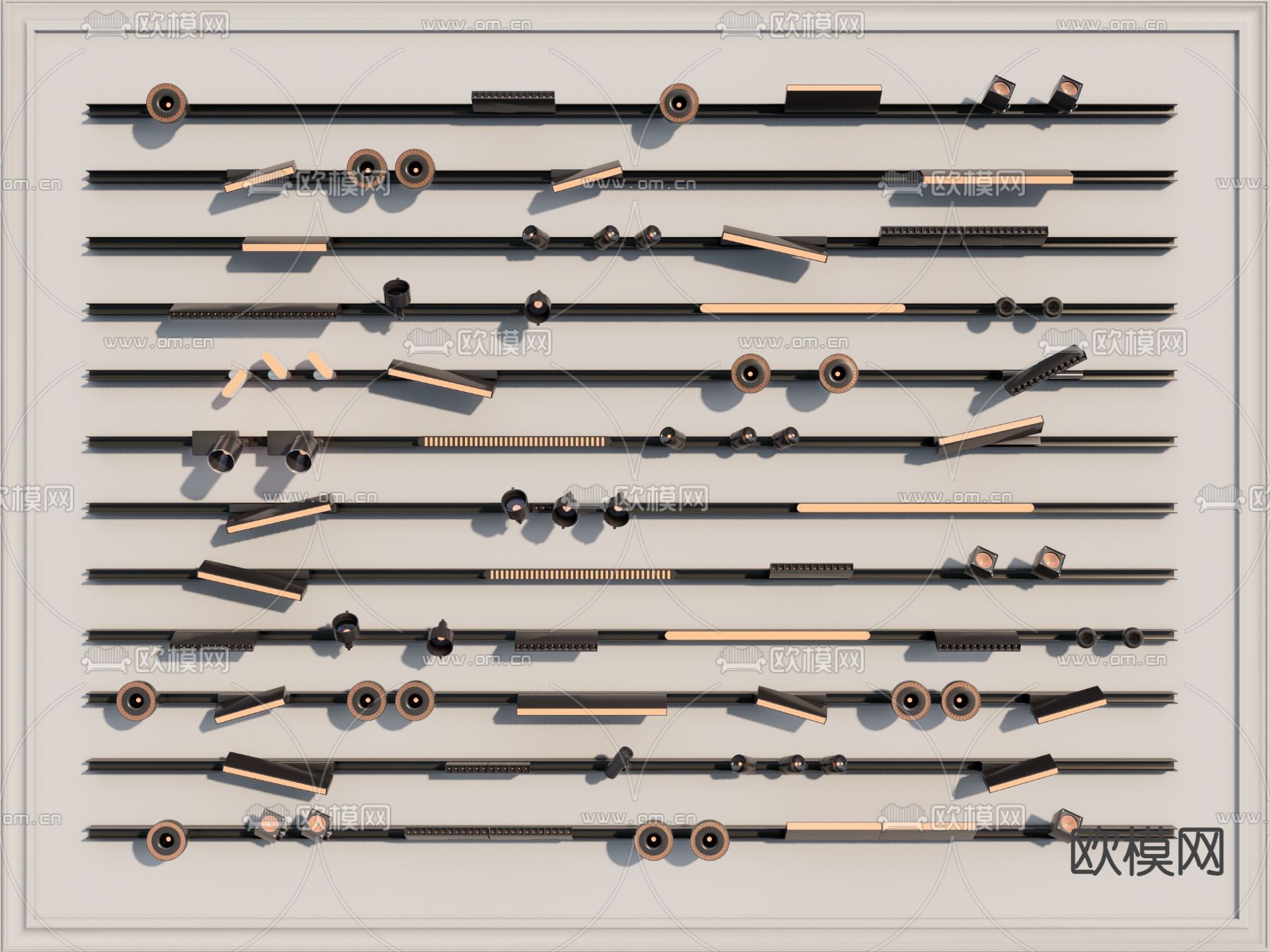 现代轨道射灯su模型下载（渲染图1）