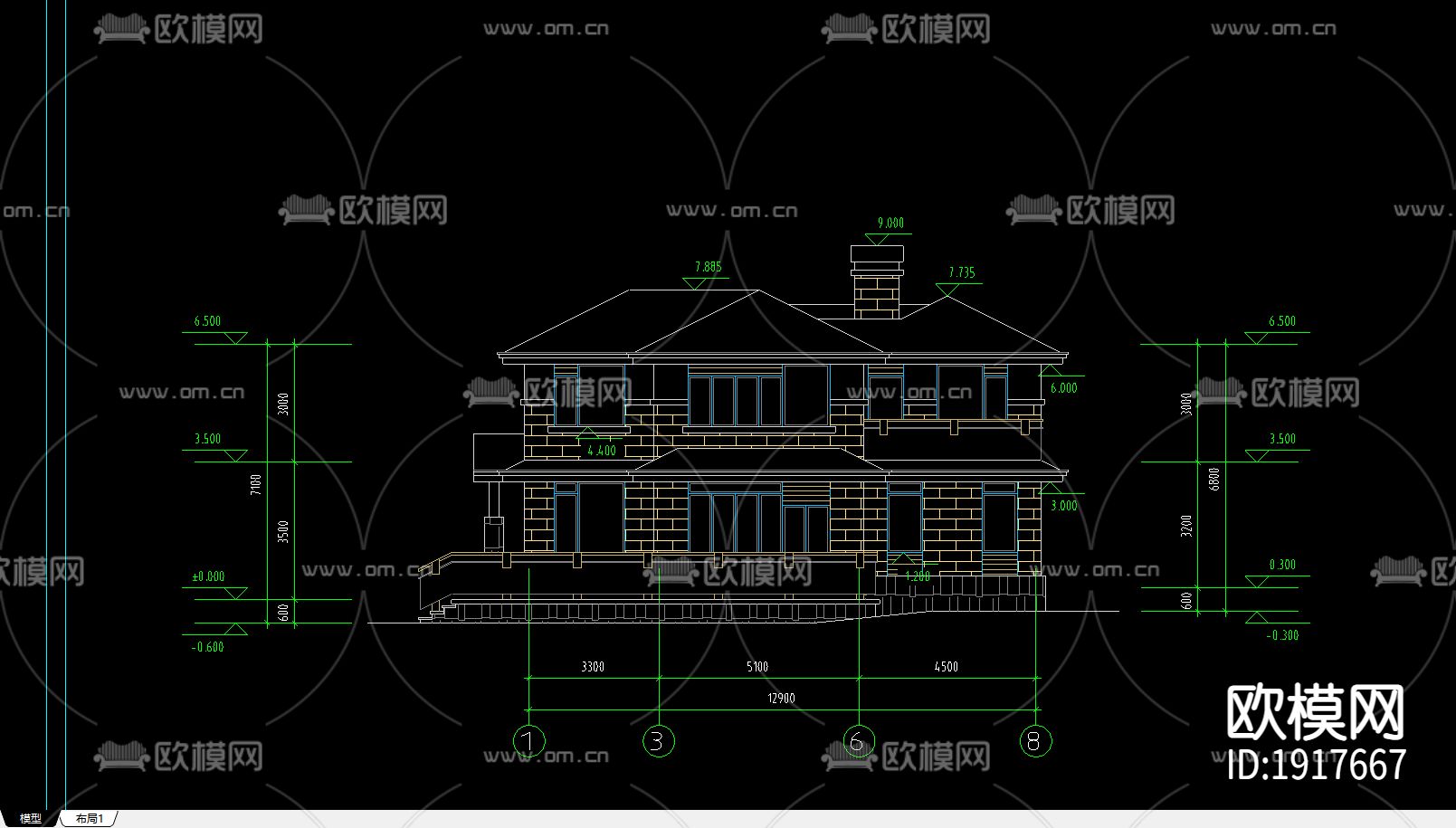 别墅设计方案图带效果图下载（渲染图1）