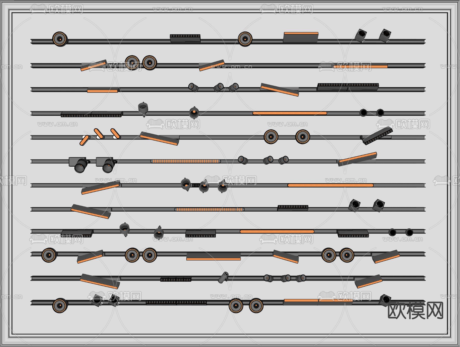 现代轨道射灯su模型下载（渲染图2）