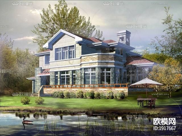 别墅设计方案图带效果图下载（渲染图2）