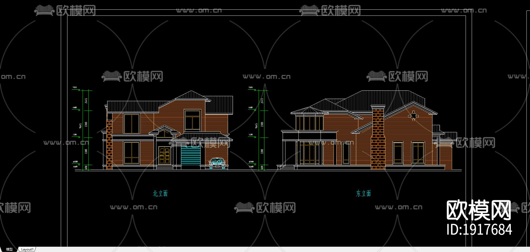 别墅一套方案下载（渲染图1）
