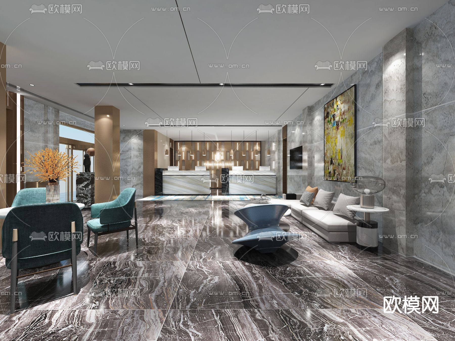 现代酒店大厅免费3d模型