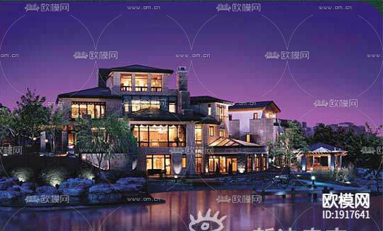 北京某墅别墅全套图带效果图下载（渲染图4）