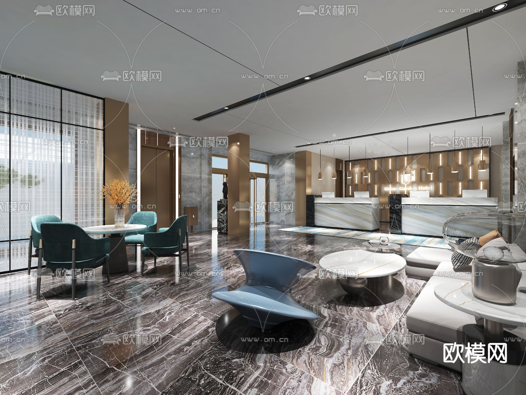 现代酒店大厅免费3d模型