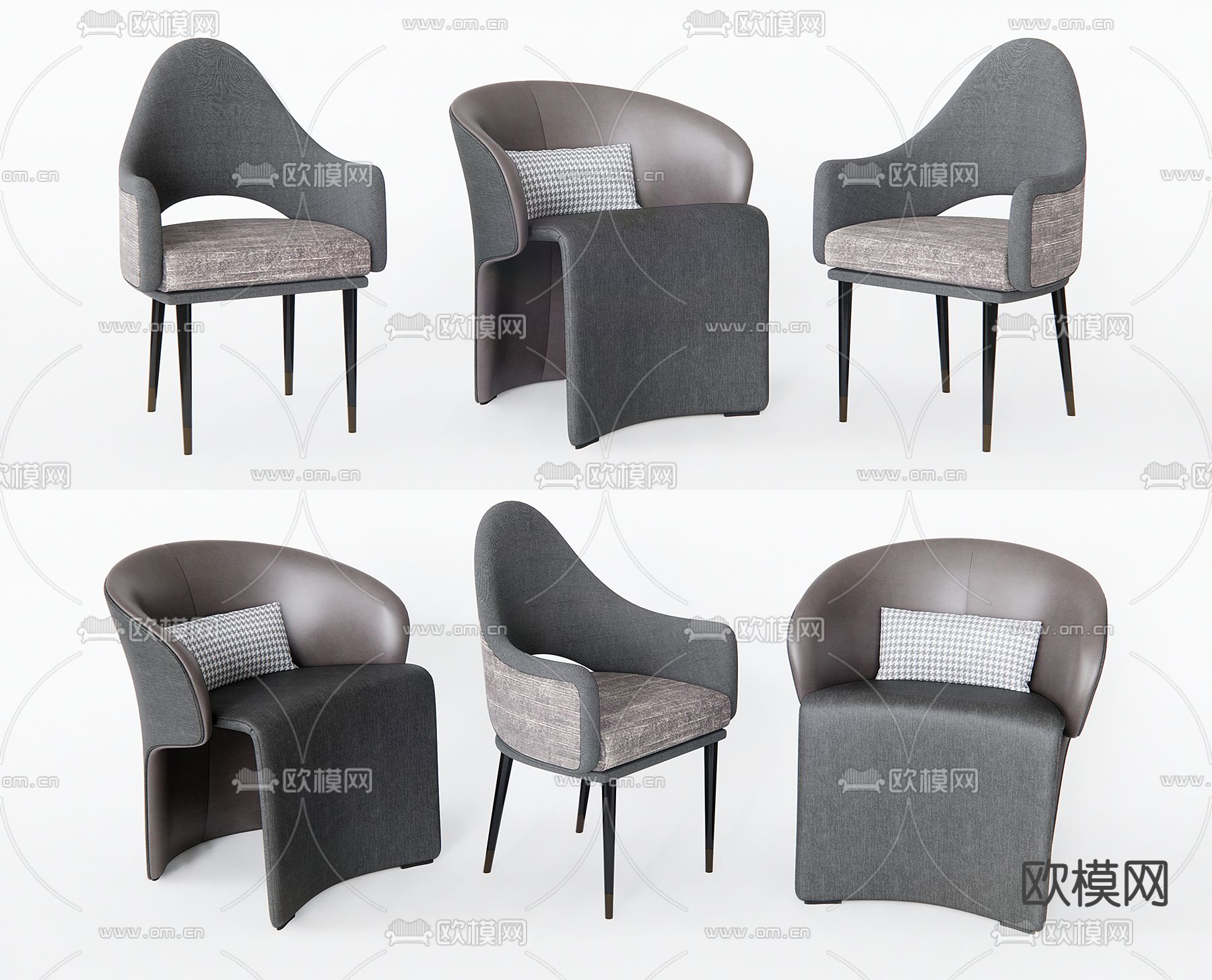 北欧单椅餐椅su模型下载（渲染图1）